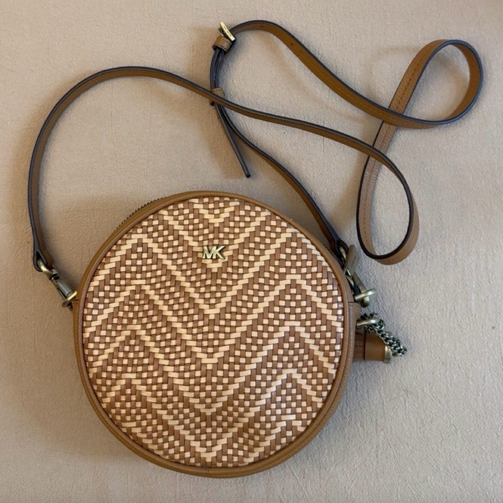 Michael Kors Woven Tan Crossbody Bag